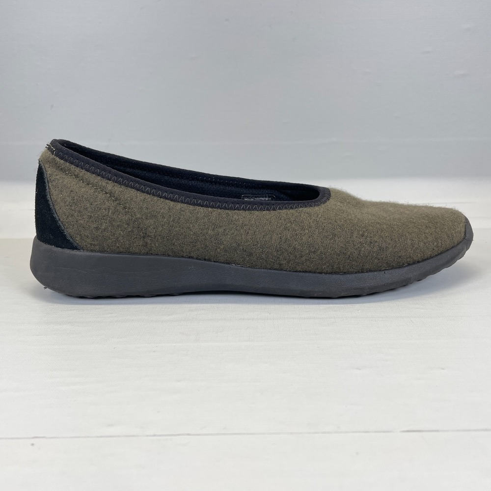 Duluth Trading Co Hawk Ridge Shoes Womens Size 10 Green Wool Blend Slip On Flats
